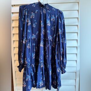 Free People Navy Floral Long Sleeve Dress M